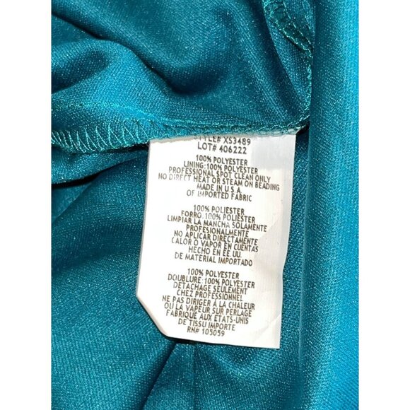 Xscape Teal One-Shoulder Ruched Embellished Long Gown Size 4 Womens - Picture 14 of 14